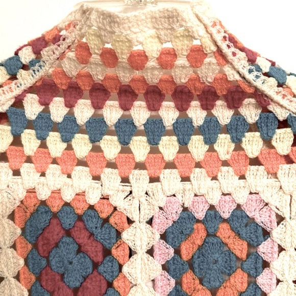 Charlie B Long Color Block Crochet Cardigan Colorful Long Sleeves Size XS/S NEW - Picture 6 of 15